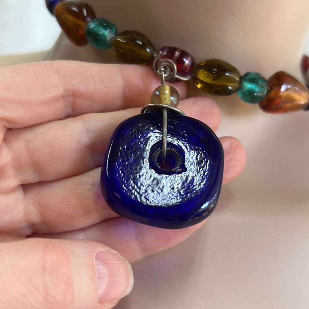 Adjustable Solid Glass Bead Wire Necklace - image 2